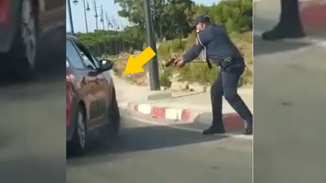 صورة شرطي يطلق الرصاص على صاحب سيارة مابغاش يوقف